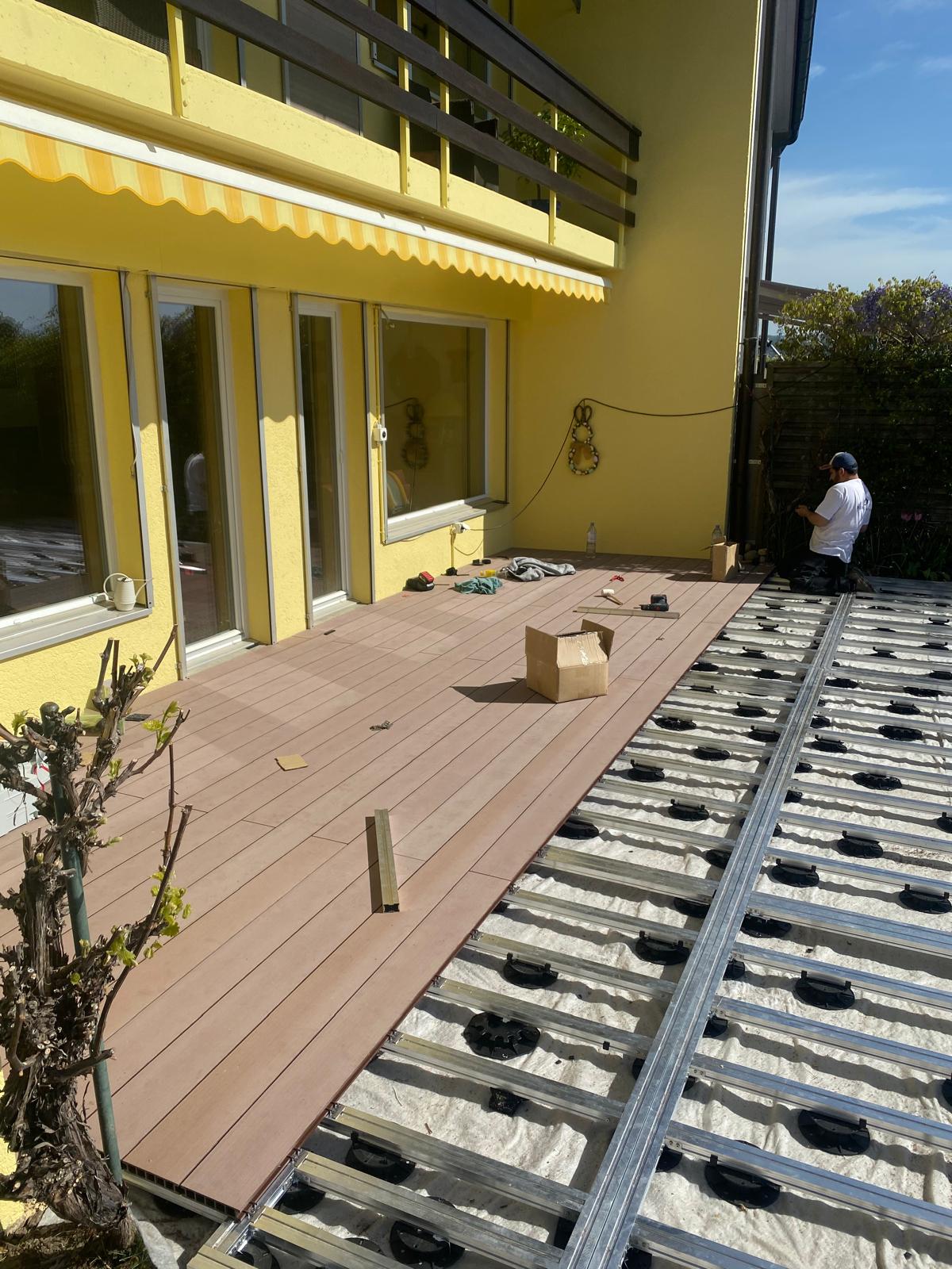 Pose des premières lames composite Tarimatec