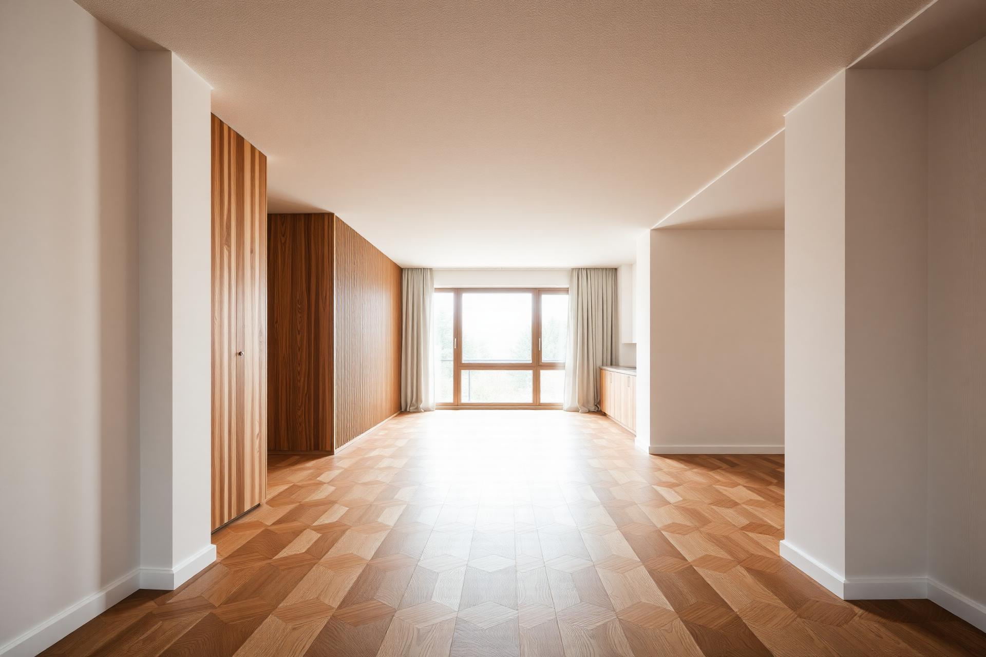 Intérieur d'un appartement rénové avec parquet bois